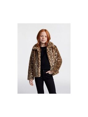 Girls Faux fur Leopard Coat